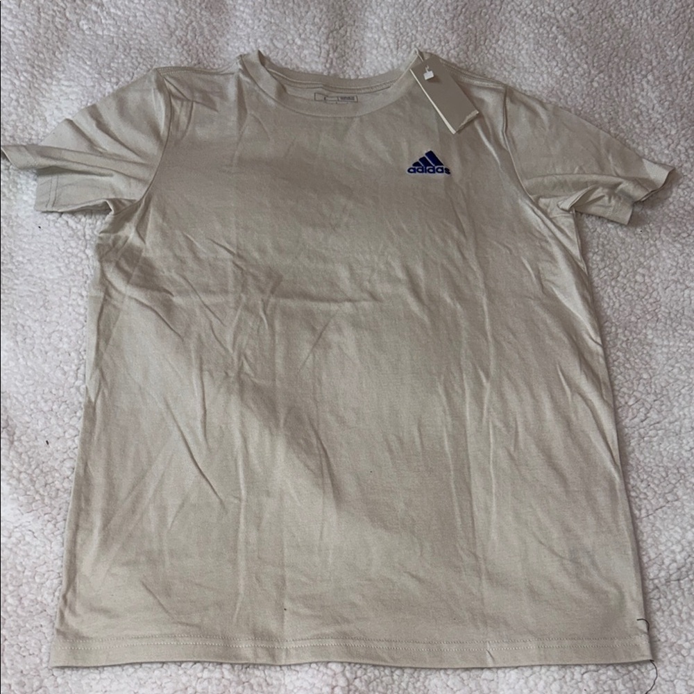 Adidas Cream and Blue Crew Neck Tee